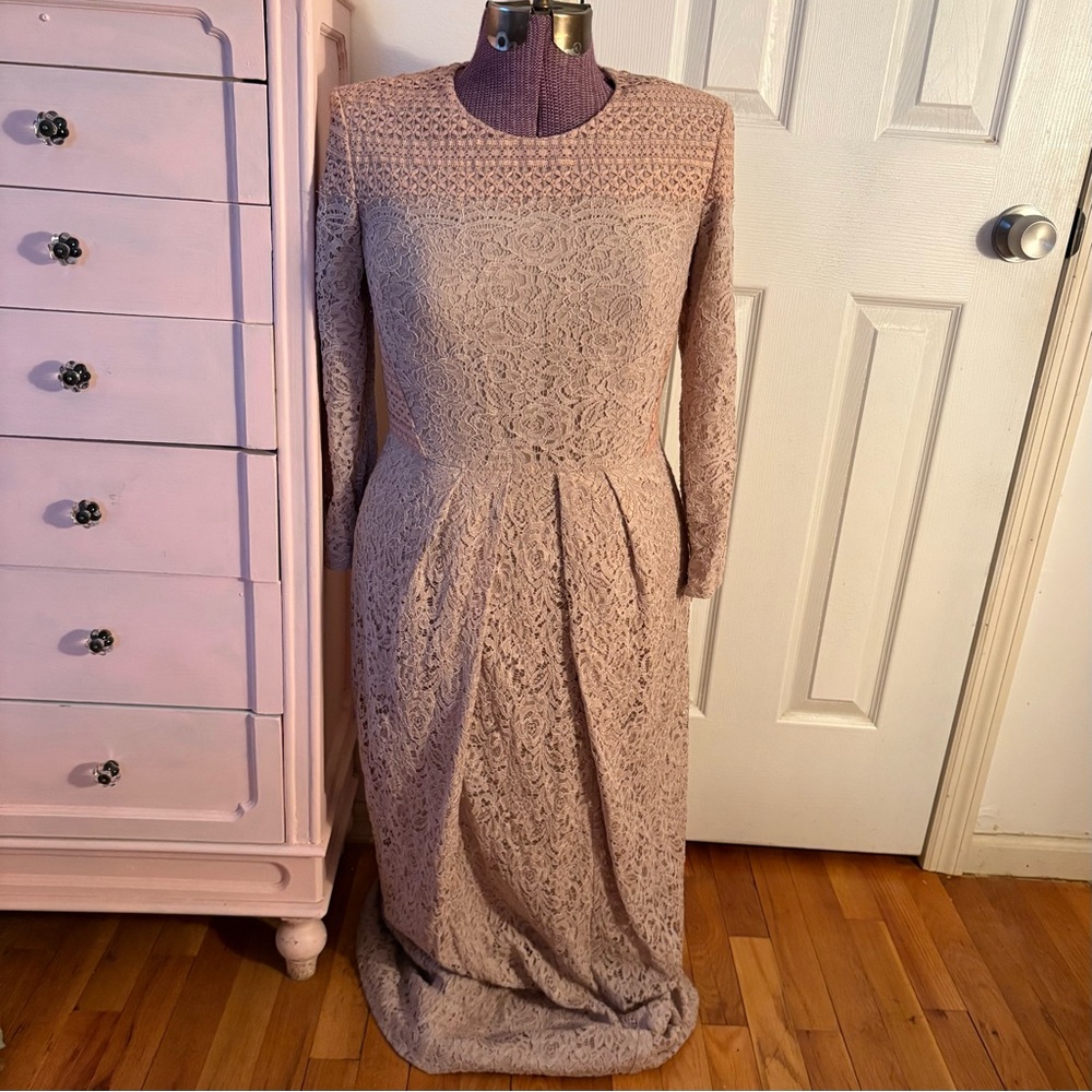 Burberry Lace Long Sleeve Gown in Rose Blush 8